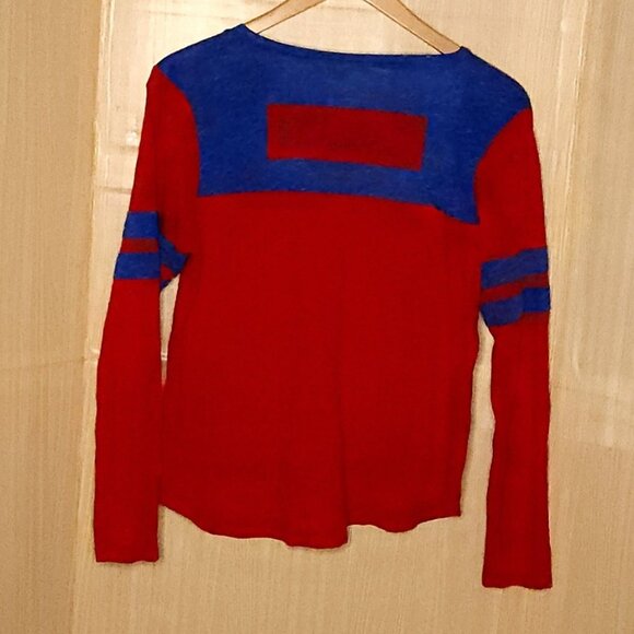 Colosseum University Of Kansas Red Vintage Look Wide Neck Long Sleeve Top XL - Picture 2 of 5